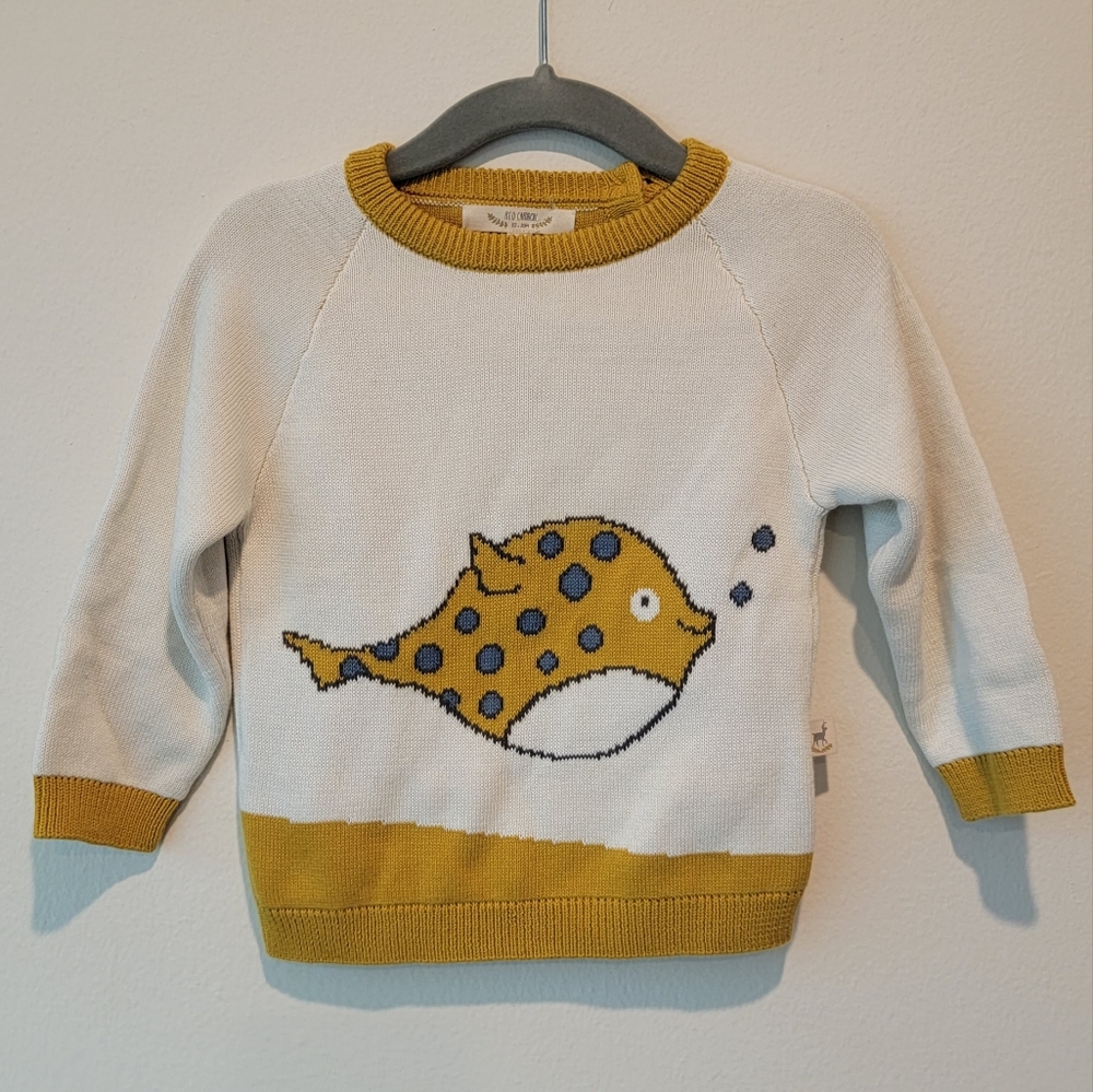 Red Caribou made in peru fish sweater size 3-6 and 6-9 months